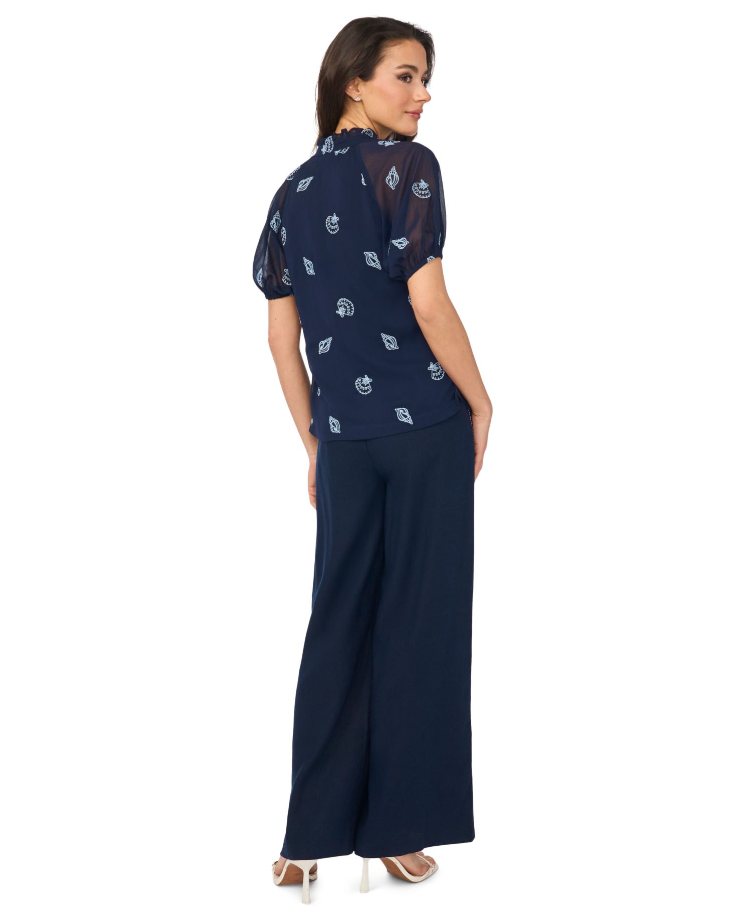 Women's Embroidered Split V-Neck Blouse