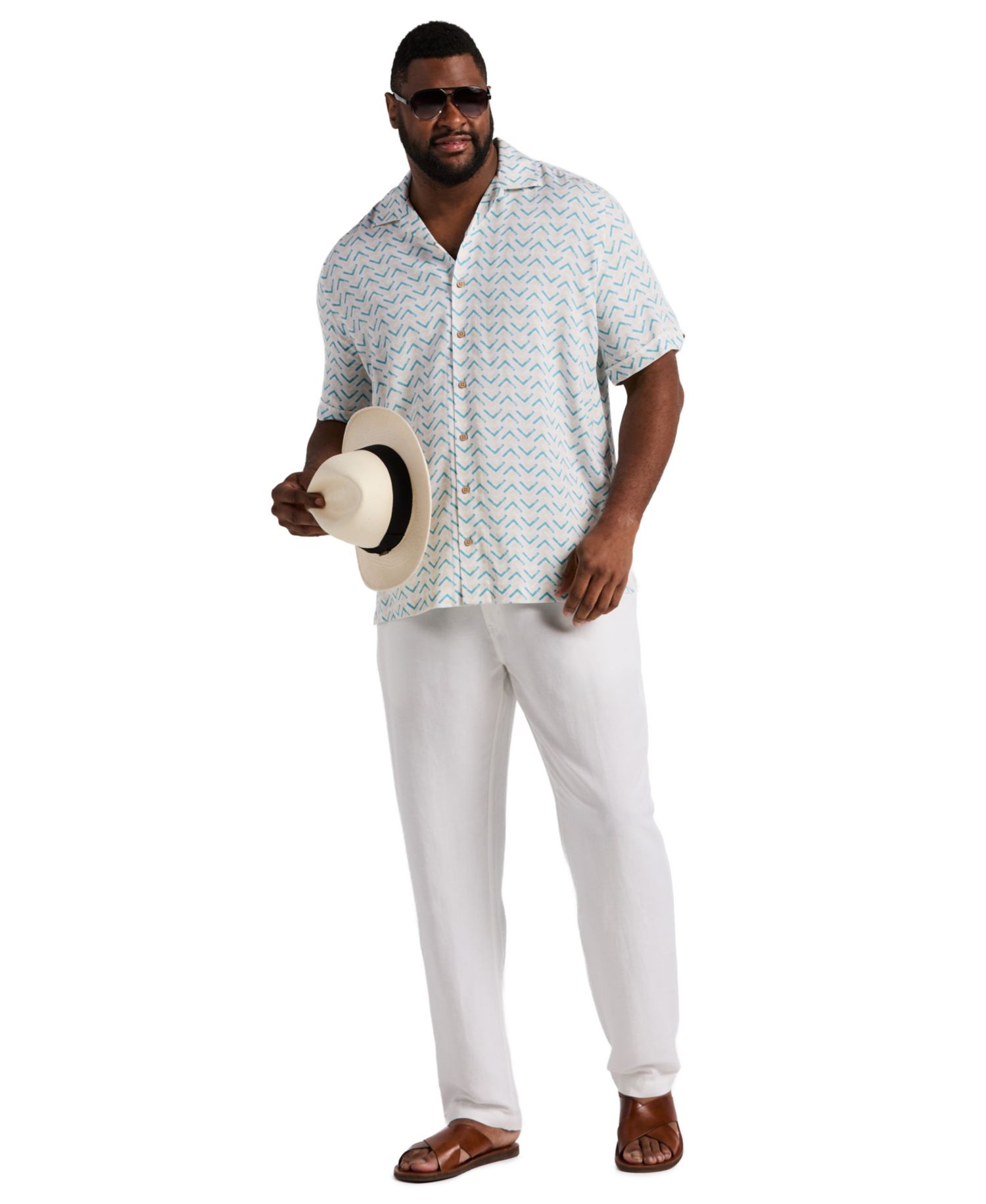 Men's Big & Tall Geometric Print Camp Collar Shirt