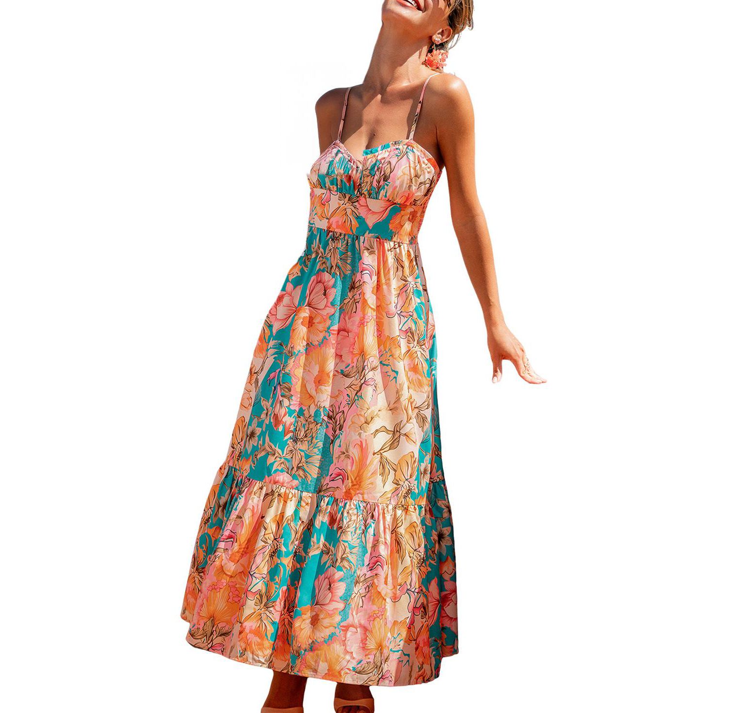 Women's Bright Meadow Floral Maxi Beach Dress