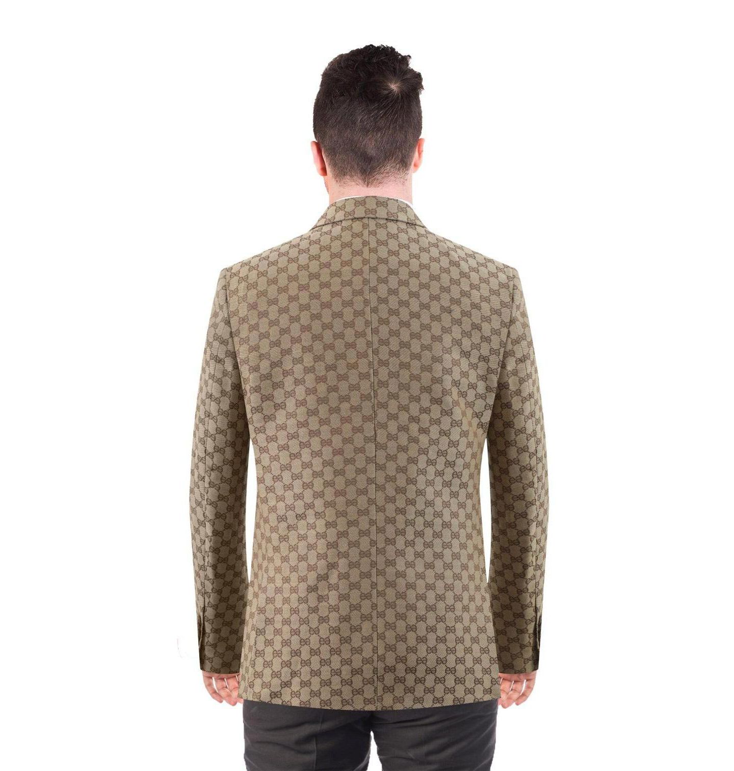 Мужской пиджак Elie Balleh Slim Fit Logo Brocade Formal Blazer, цвет: Коричневый — фото 2