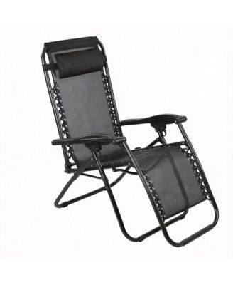 Zero Gravity Folding Reclining Lounge Chair With Side Table Cup Holder