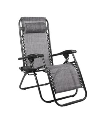Zero Gravity Folding Reclining Lounge Chair With Side Table Cup Holder