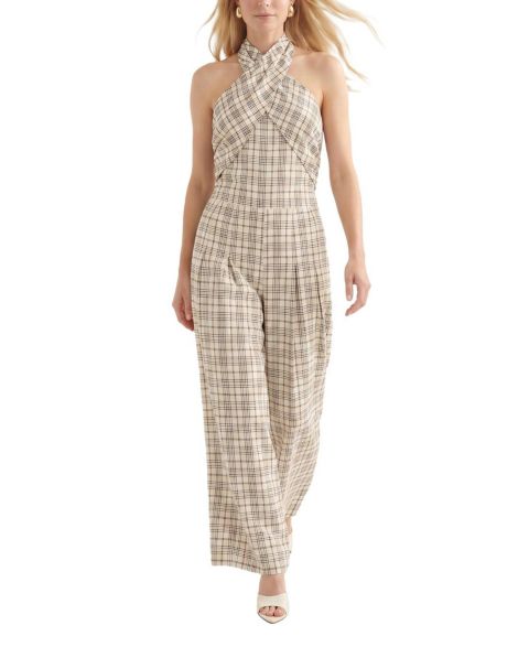 Женский комбинезон Lily and Lionel London Ardern Halterneck Check Culotte Jumpsuit, цвет: Нейтральный