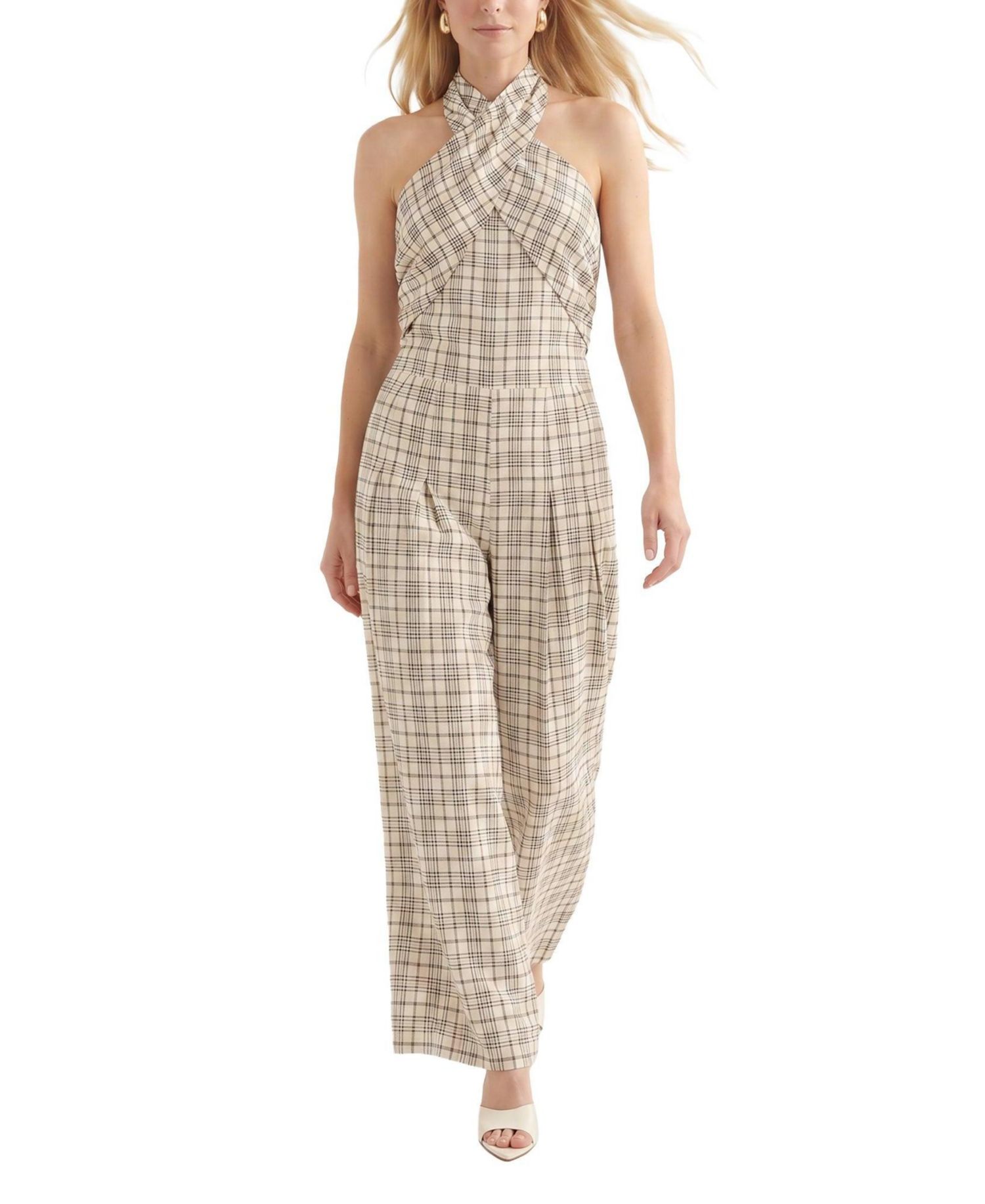 Women's Ardern Halterneck Check Culotte Jumpsuit