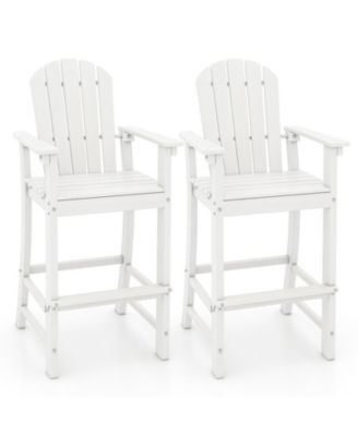 Set of 2 Counter Height Outdoor HDPE Bar Stools with Armrests and Footrest