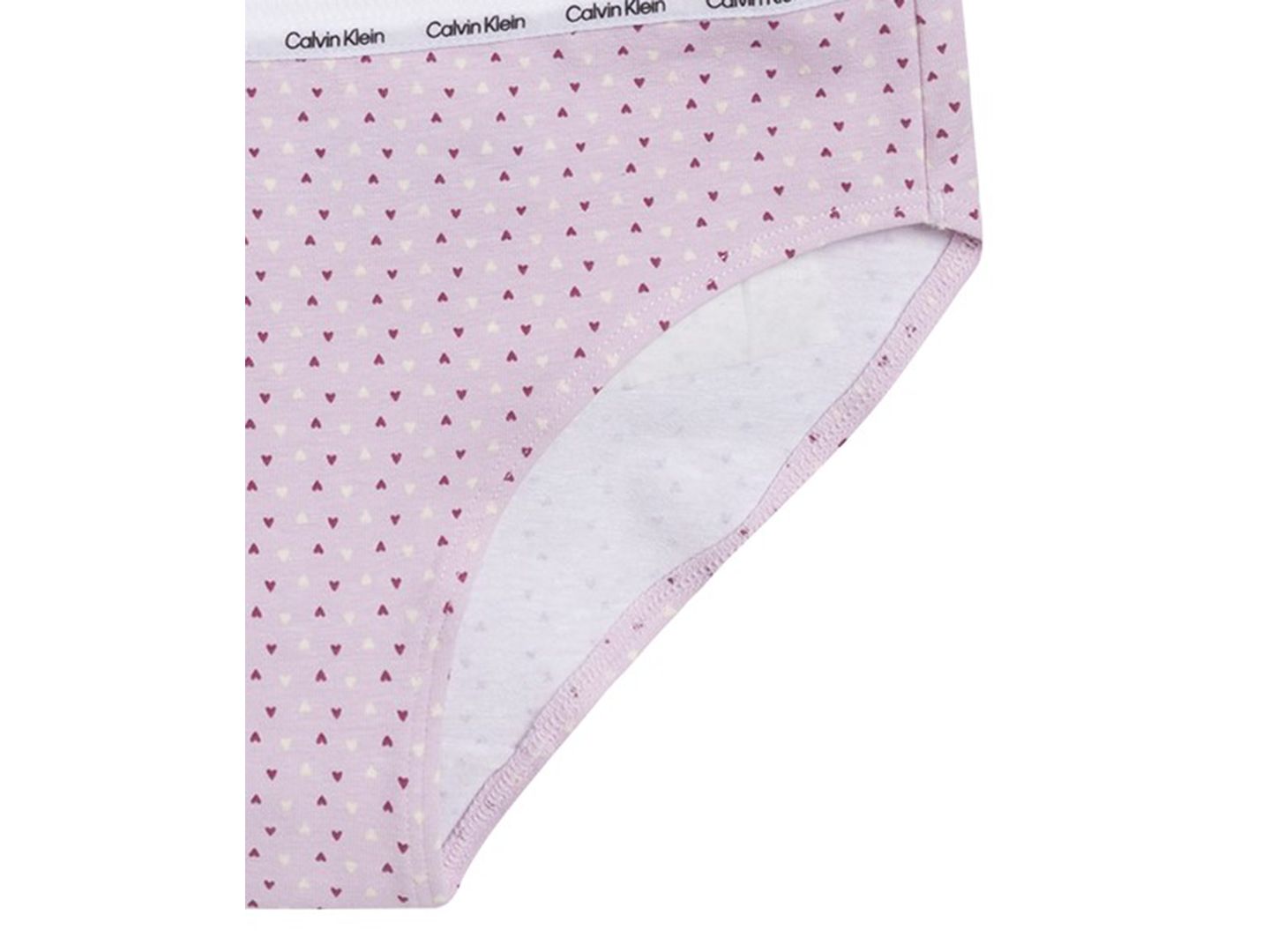 Детские купальники Calvin Klein Girls' 6-16 Floral Heart Stripe Cotton-Stretch Bikinis, 6+1 Bonus Pack, цвет: Розовый с принтом — фото 4