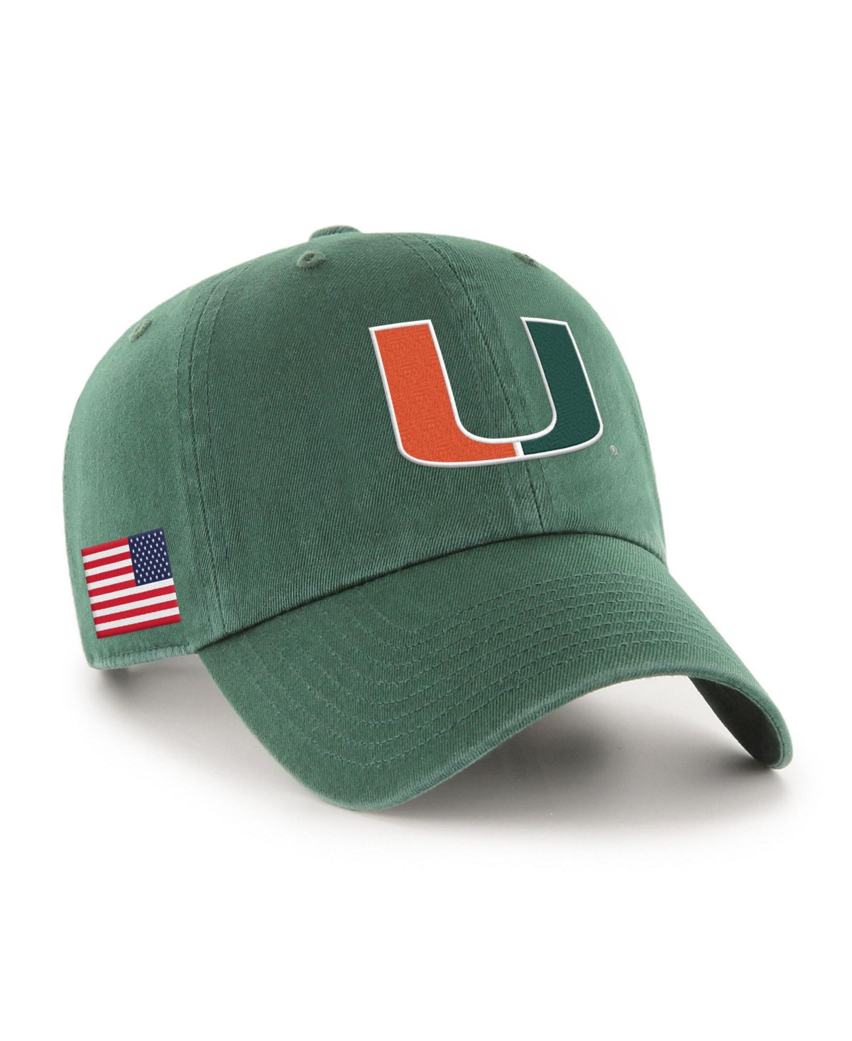 '47 Brand Men's Green Miami Hurricanes Americana Heritage Clean Up Adjustable Hat