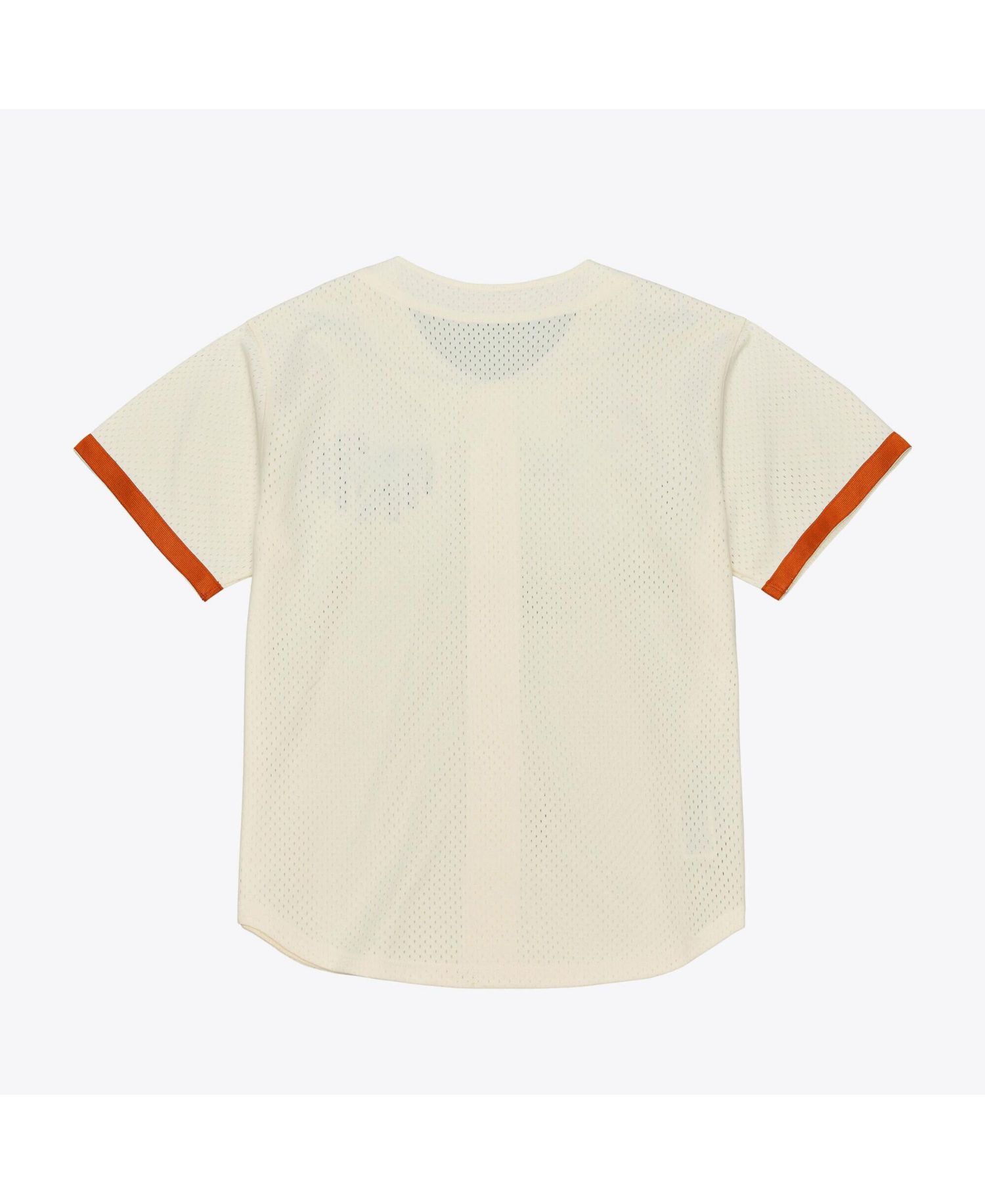 Men's Mitchell Ness Cream Texas Longhorns Mesh Button-Up Batting Practice Baseball Jersey