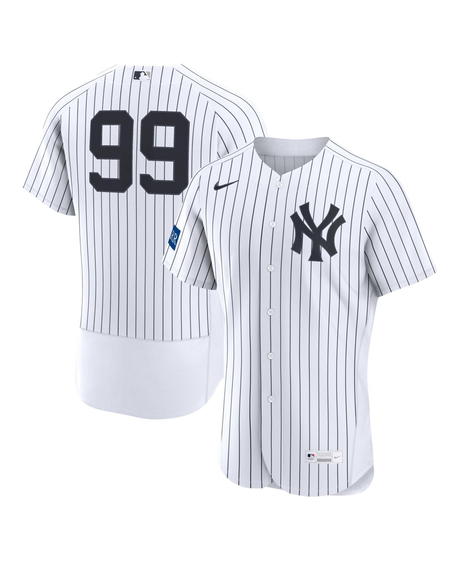 Men's Aaron Judge White New York Yankees Home Authentic Sponsor Patch Jersey