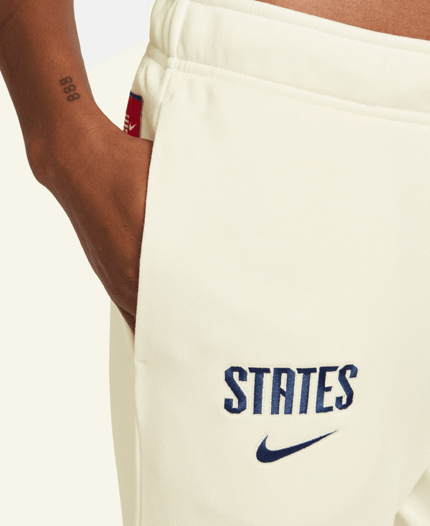 Women's White USMNT Club Fleece Mid-Rise Pants