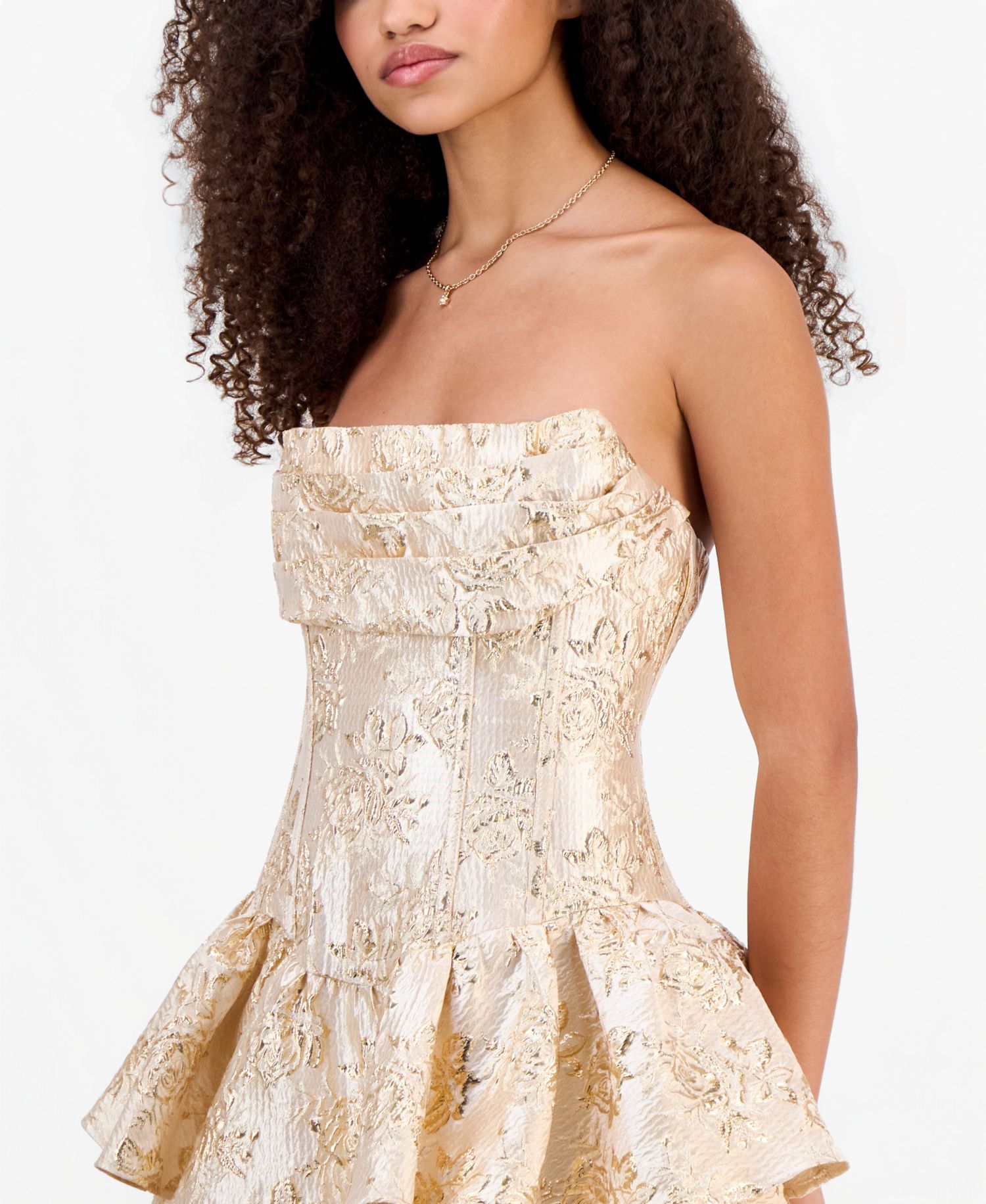 Juniors' Metallic Jacquard Short Fit & Flare Dress