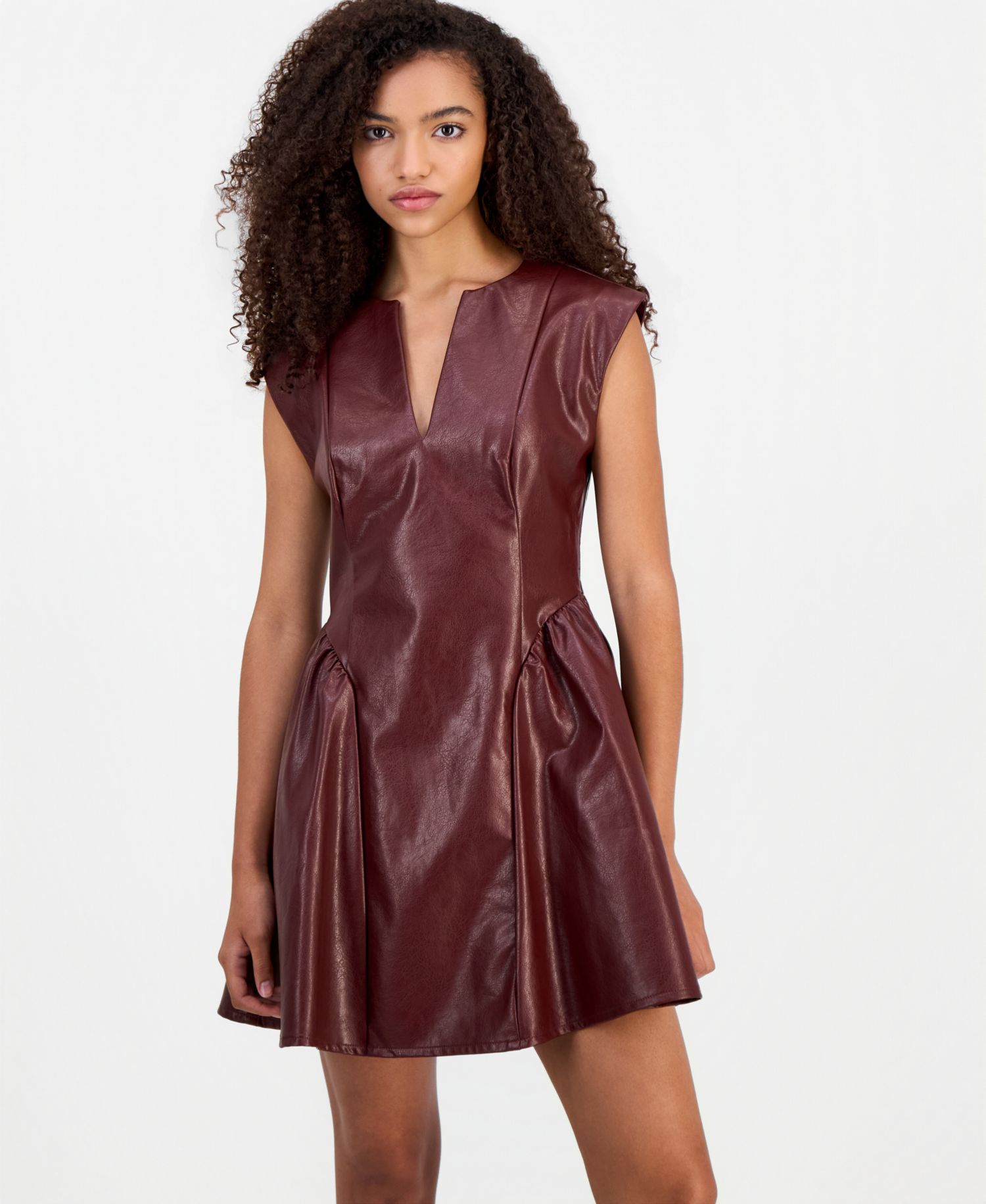 Juniors' Faux Leather Mini Dress