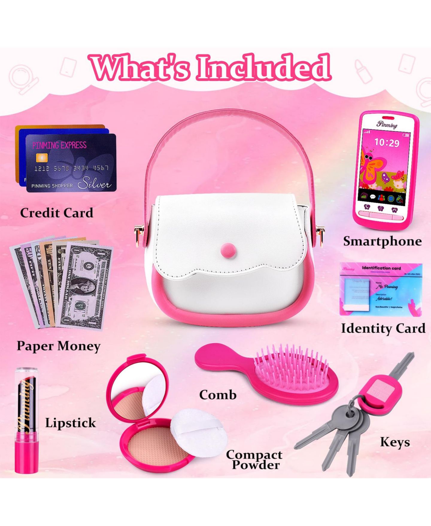 Детский игровой набор GNUADZ Soft Leather Pretend Makeup Playset, Ages 3+, цвет: Разноцветный — фото 2