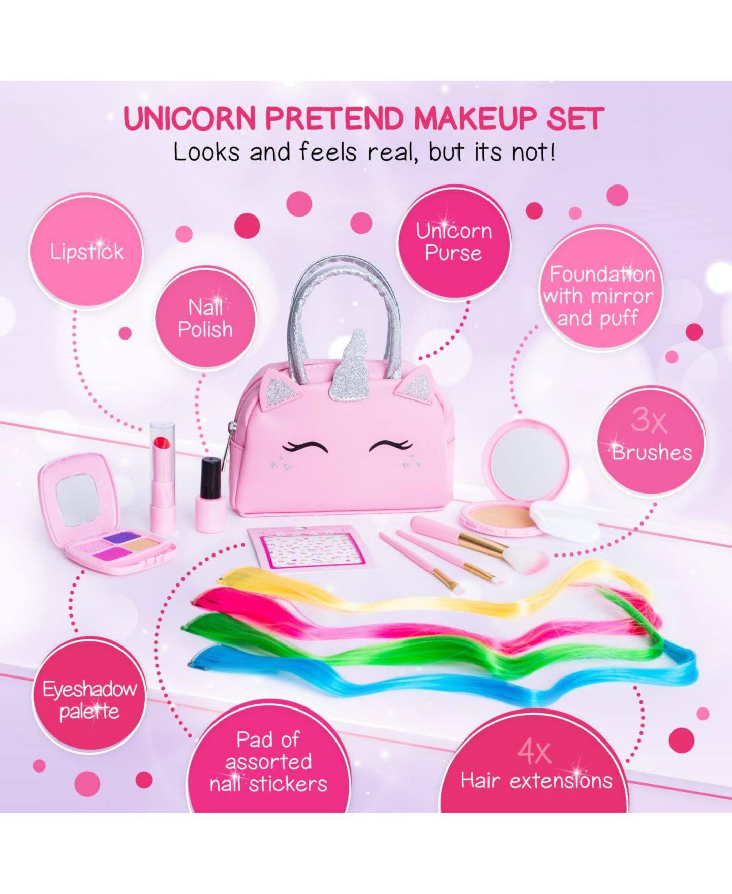 Детские игрушки GNUADZ Princess Pretend Makeup 11-Piece Kit, Ages 5+, цвет: Розовый — фото 2