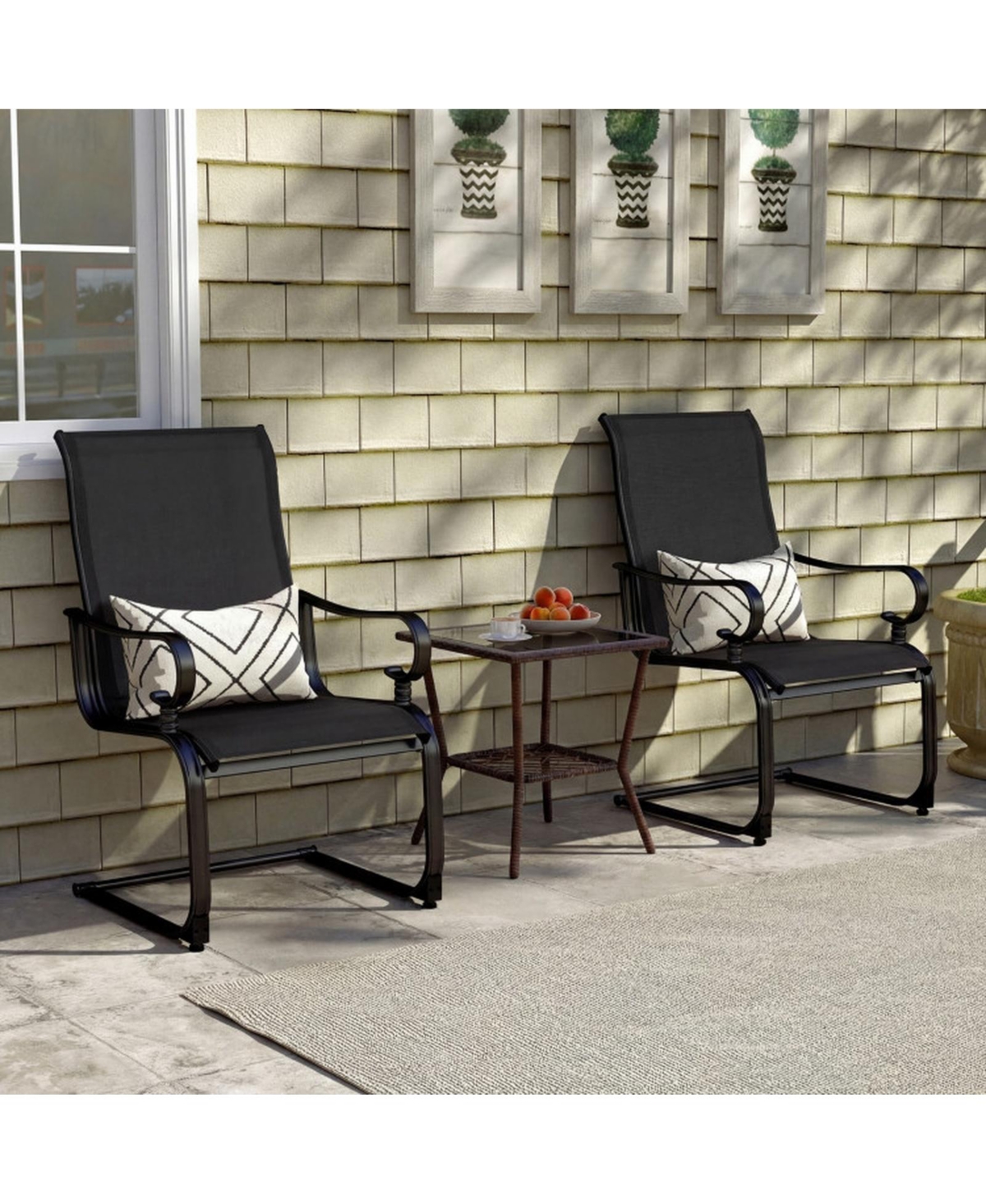 Sugift Set of 2 Patio Chairs with Quick-Drying Breathable Fabric for Backyard