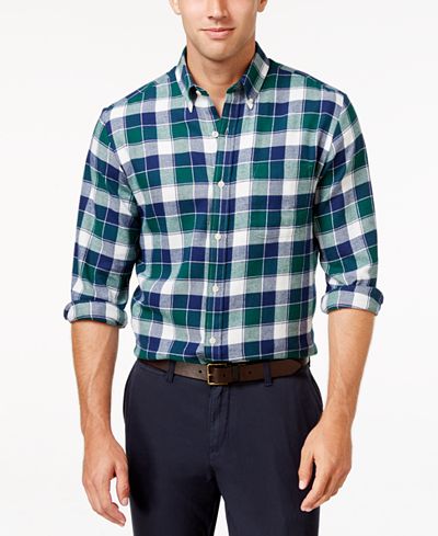 John Ashford Men's Big and Tall Long-Sleeve Plaid Shirt, Only at Macy's