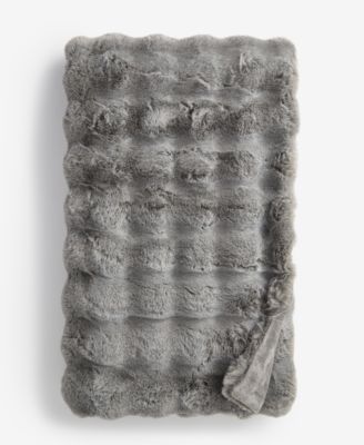 Heathered Bubble Faux-Fur Throw Blanket, 50" x 60"
