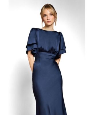 coast navy maxi dress Women's Stretch Crepe Long Sleeve Maxi Dress, Navy