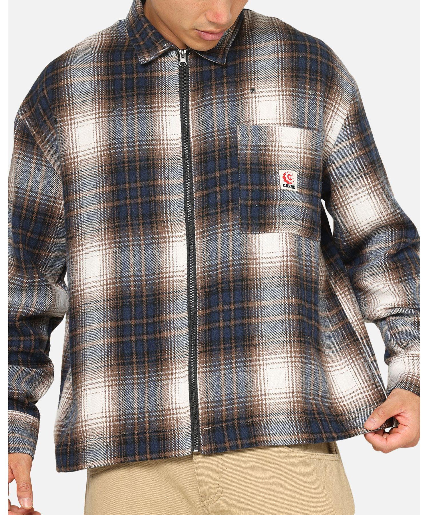 Men's Ombre Zip Up Long Sleeve Shirt