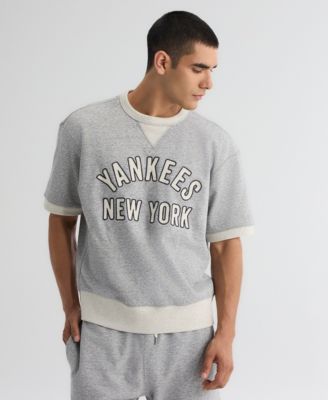 Men's Steel Heather New York Yankees Iconic Terry Short Sleeve Sweatshirt