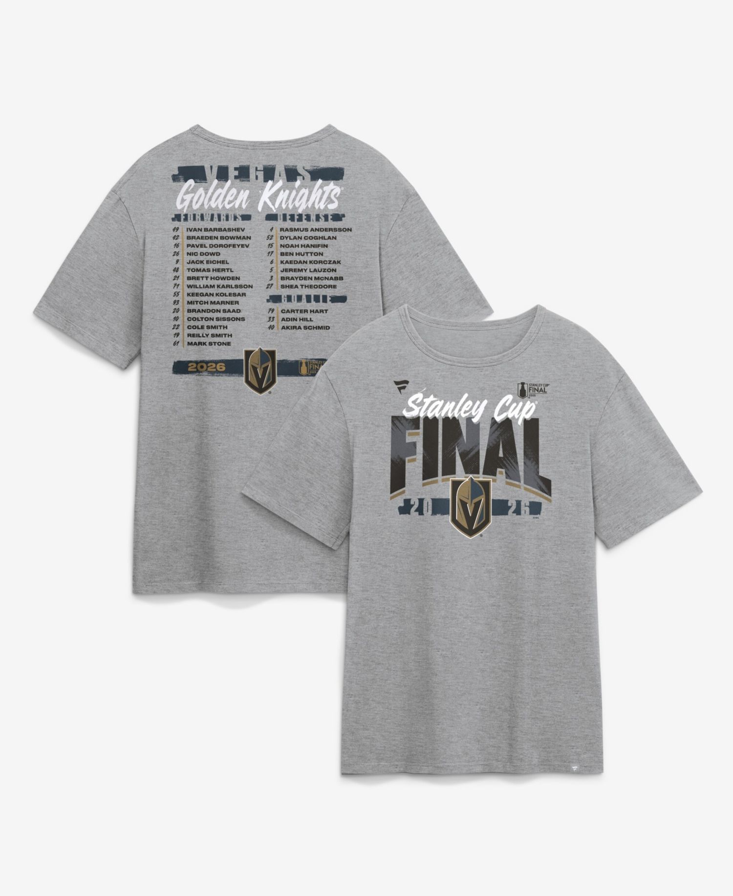 Men's Heather Gray Vegas Golden Knights 2026 Stanley Cup Final Roster T-Shirt