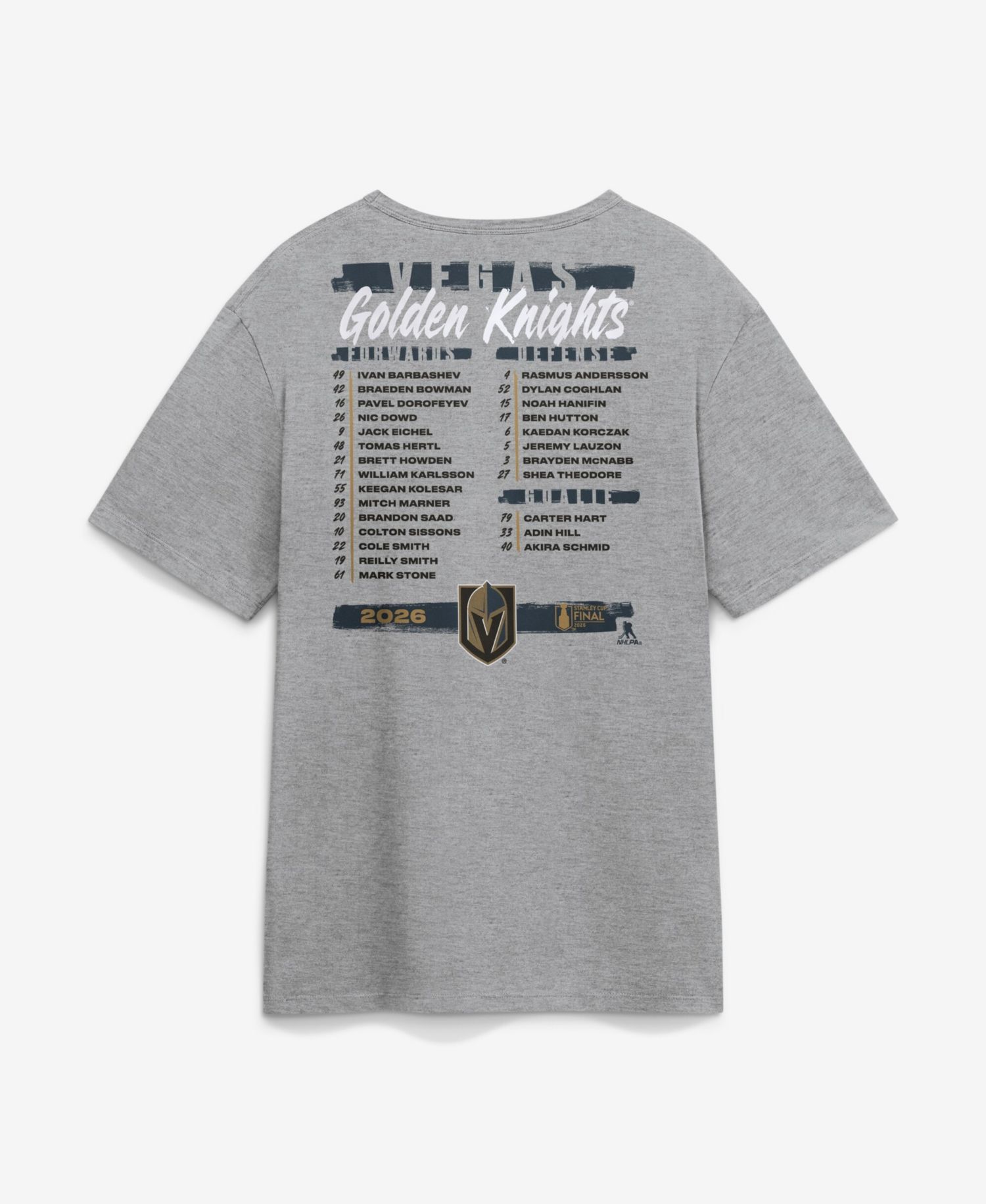 Men's Heather Gray Vegas Golden Knights 2026 Stanley Cup Final Roster T-Shirt