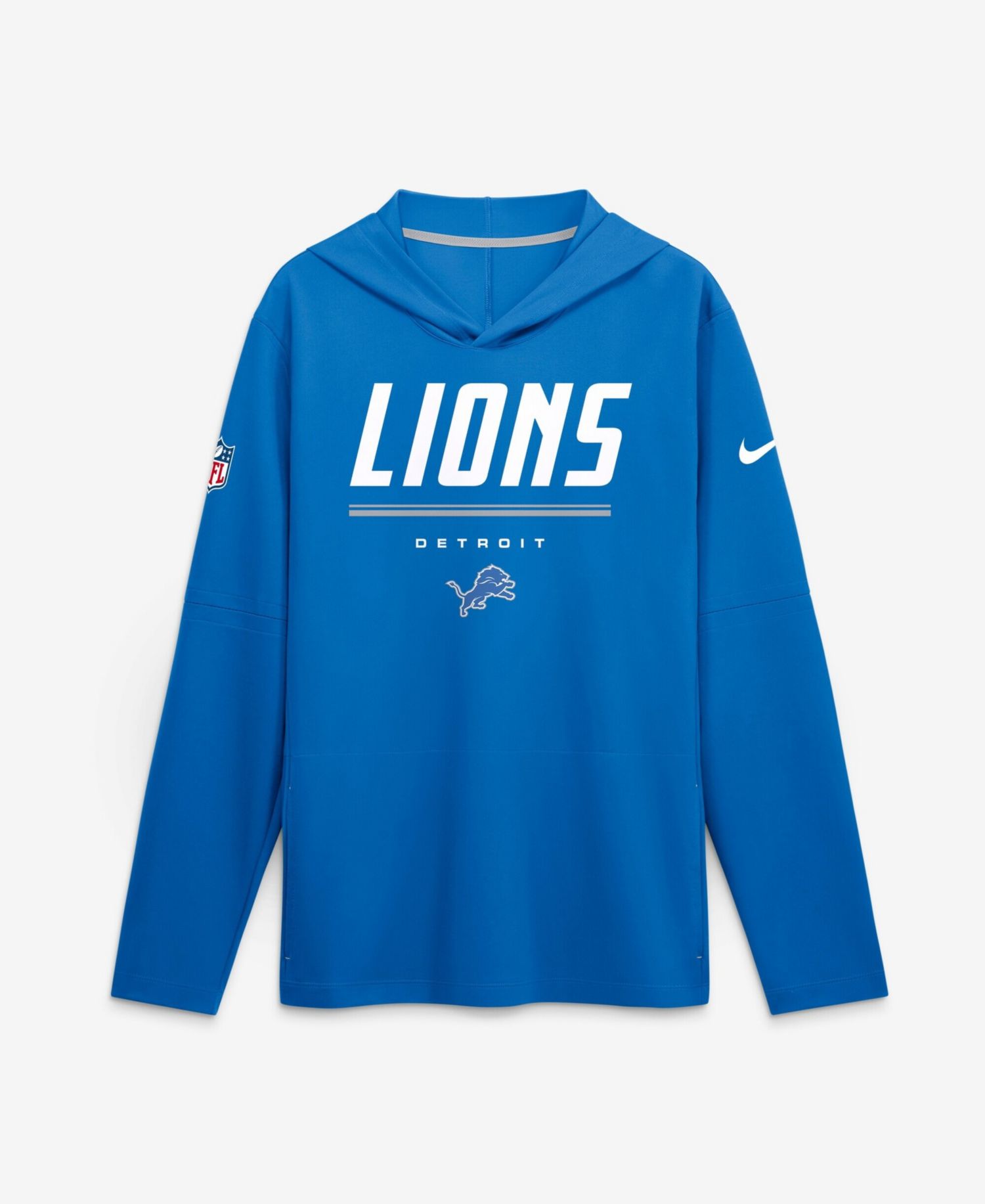 Men's Blue Detroit Lions Big & Tall Dri-FIT Hooded Long Sleeve T-Shirt