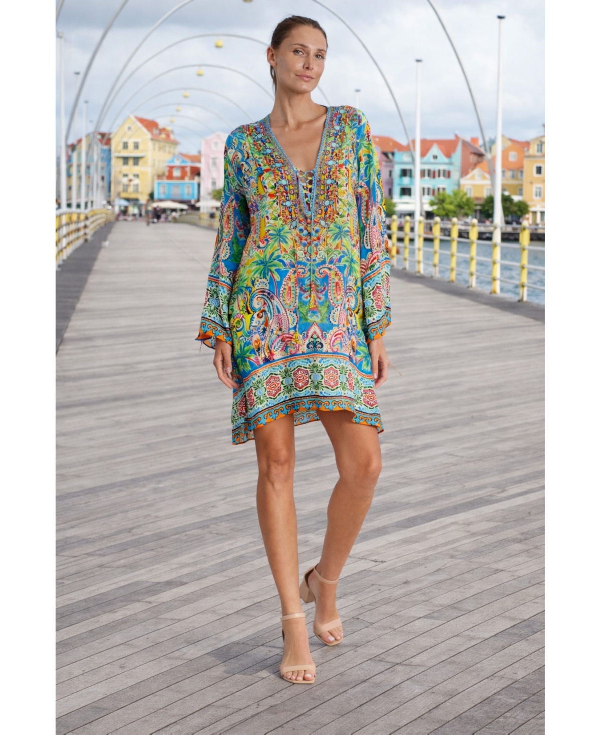 La Moda Clothing Women's Short Bell Sleeve Dress