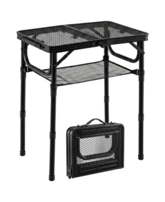 3-Height Folding Camping Table with Storage Net