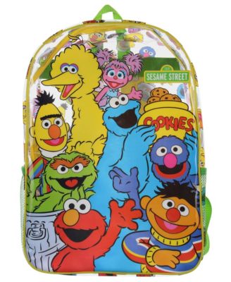 Elmo Big Bird Cookie Monster Clear Travel Backpack For Daily Use 16"