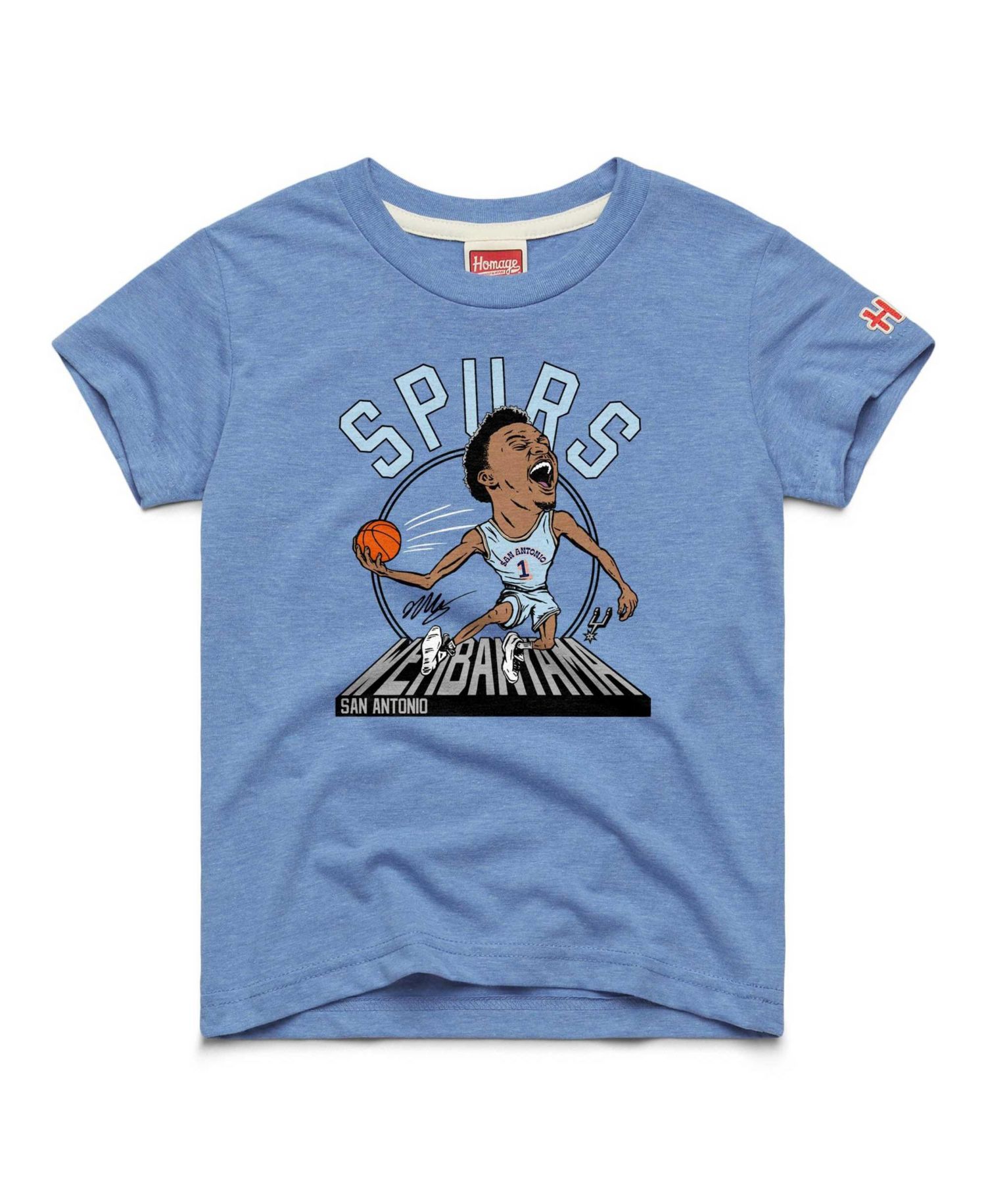 Big Boys and Girls Victor Wembanyama Light Blue San Antonio Spurs Caricature Tri-Blend T-Shirt