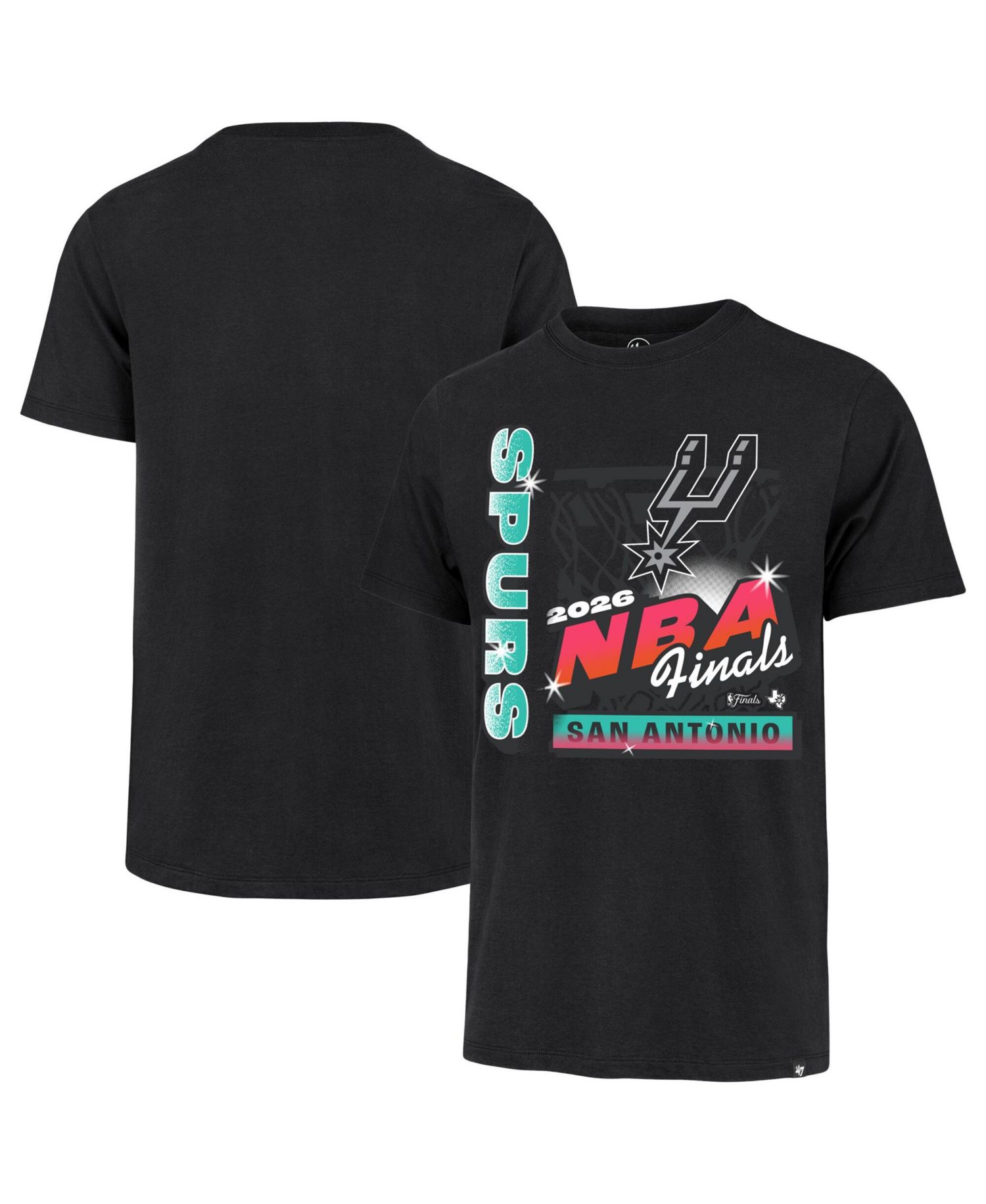 Men's Black San Antonio Spurs 2026 NBA Finals Franklin Fiesta T-Shirt