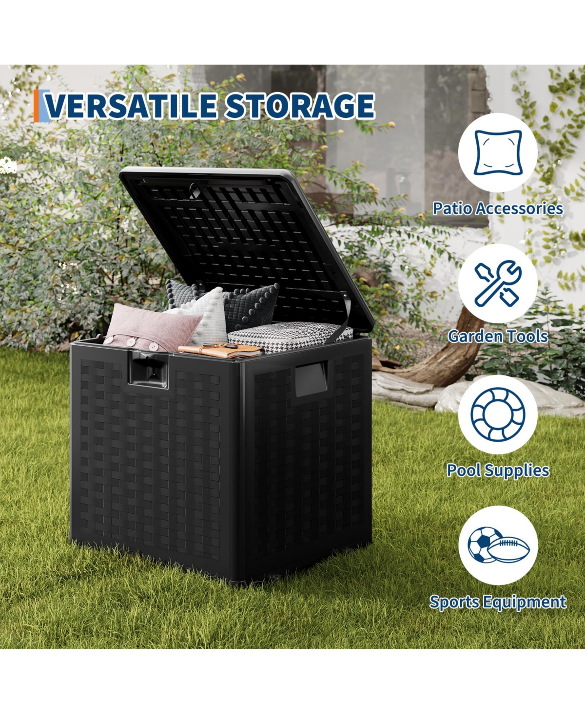 gaomon Gallon Outdoor Storage Box, Lockable Uv Resistant Storage Chest, Large Waterproof Resin Patio Storage Bin, Suitable for Patio, Garden