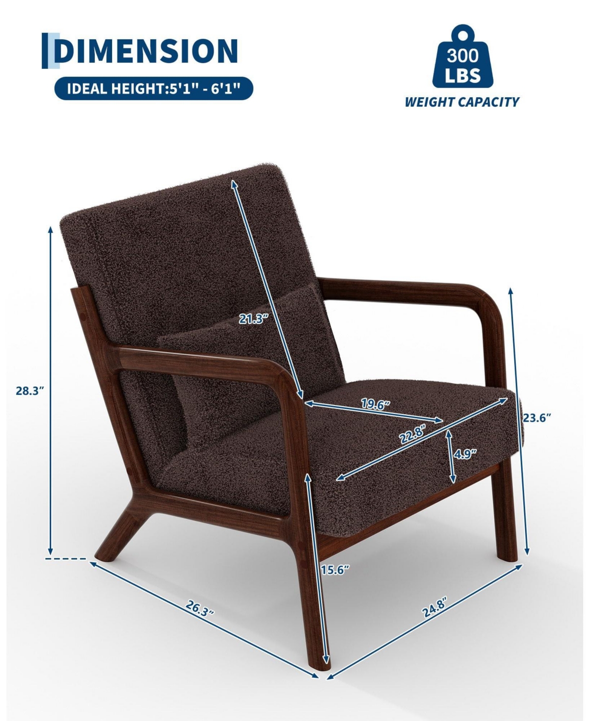 gaomon 2-Piece Snow Texture Fabric Reading Chairs, Mid-Century Style, Sturdy Wooden Frame, Equipped with Lumbar Pillows.