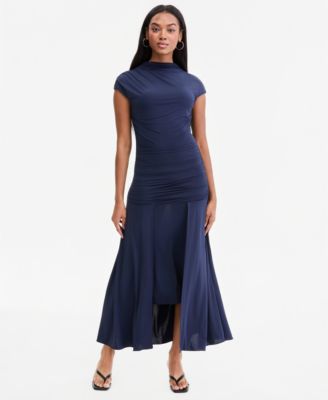Women's Ruched Cap-Sleeve Midi Dress