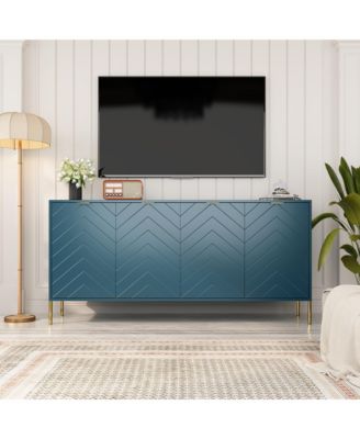 Storage Cabinet with 4 Doors, 63 Inch Monden Accent Cabinet with Adjustable Shelf, Free-Standing Sideboard