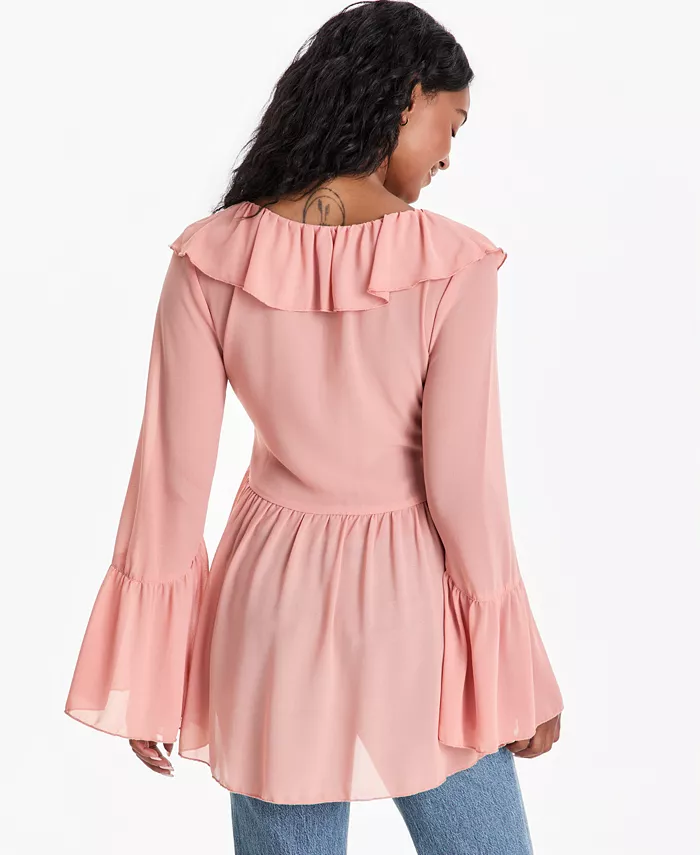 Women's Chiffon Ruffle Tunic Blouse - thumbnail 4