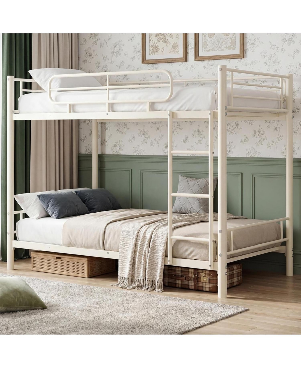 gaomon Twin Over Twin Bunk Bed Frame, Heavy Duty Metal Bunk Beds for Kids/Teens/Adults, 450 Lbs Upper and 500 Lbs Lower Capacity, Slot - Beige