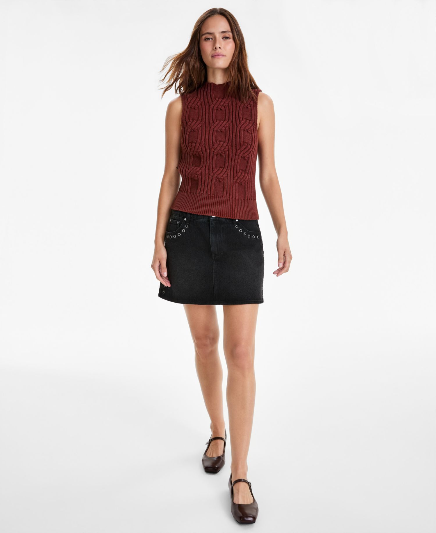 Women's Cable-Knit Mock-Neck Shell