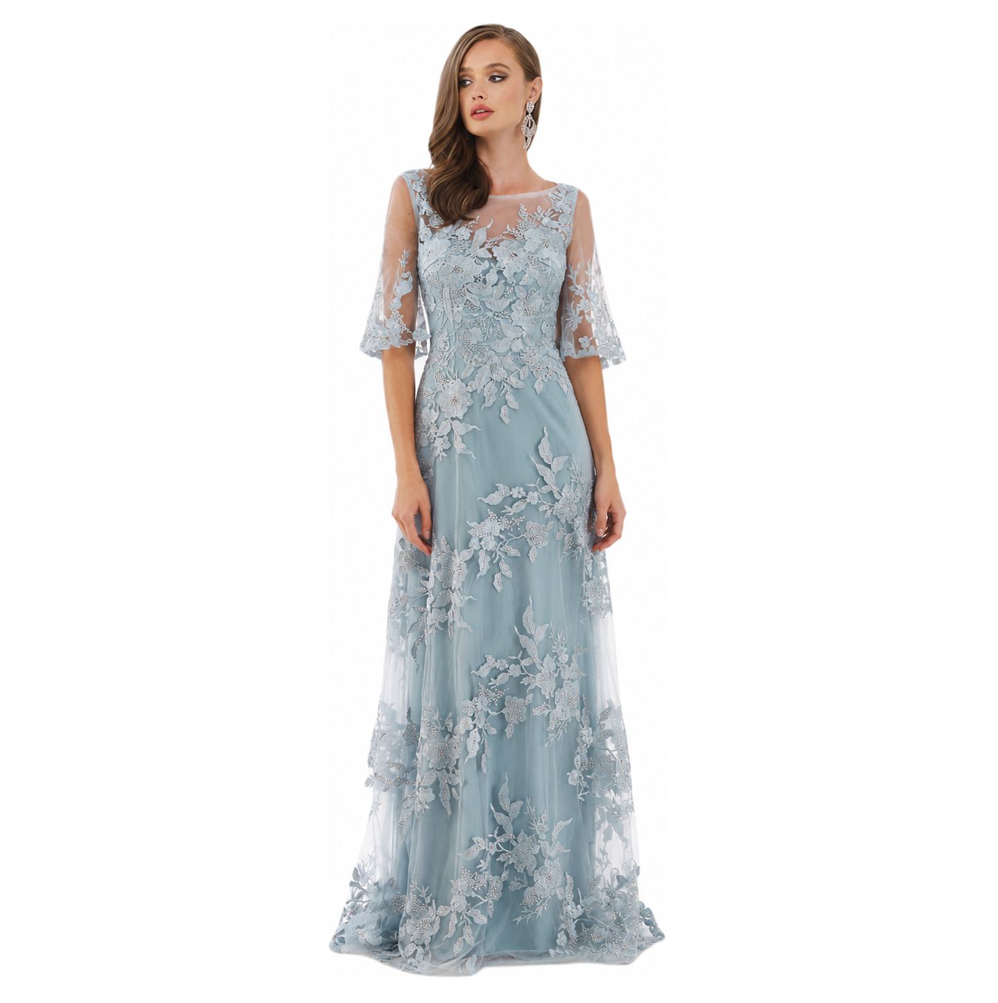 Женские платья Lara Cape Sleeves A-line Lace Gown, цвет: Сумеречный — фото 2