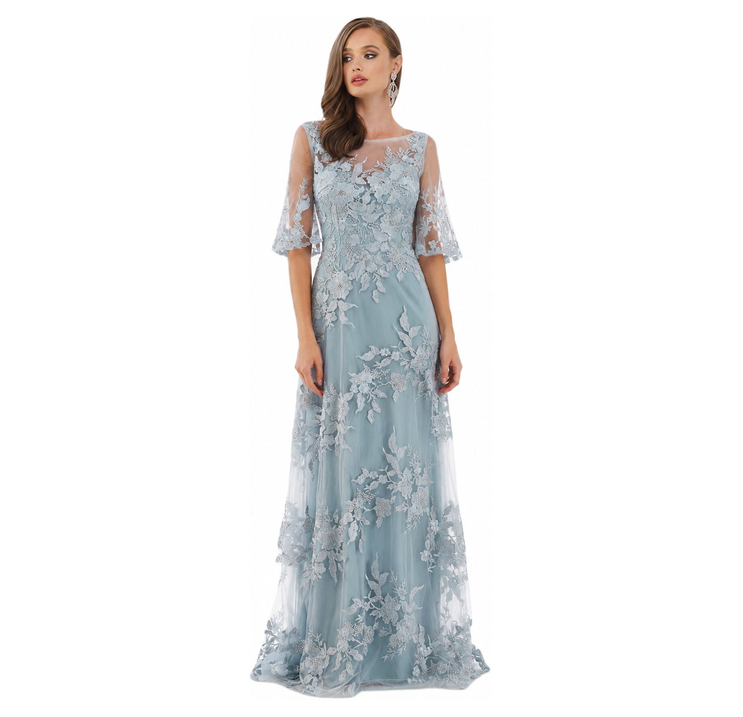 Women's Cape Sleeves A-line Lace Gown
