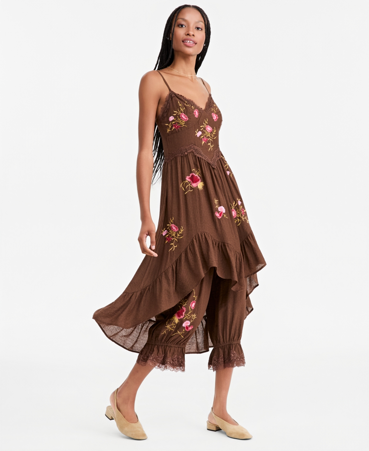 And Now This Women's Shadow Stripe V-Neck Sleeveless Lace Dress, Macy's Exclusive