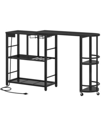3 Tier L-Shaped Bar Table with Power Outlet Charging Station for Corner Use