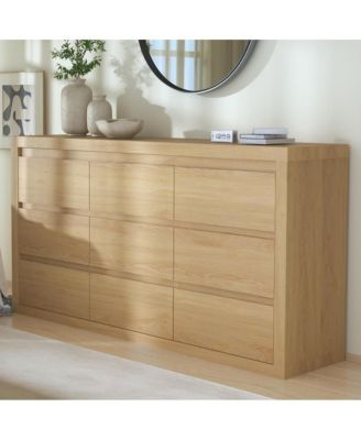 9 Drawer TV Stand Dresser, 63 Inch Wood Chest of Drawers with Anti Tip Device for Bedroom or Living Room