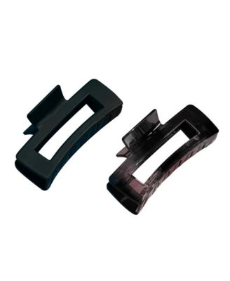 Rectangle Claw Clip Duo - Hair Clips with Velvet-Like Finish for All Hair Types - Women s Claw Clip Set - 2 Pack
