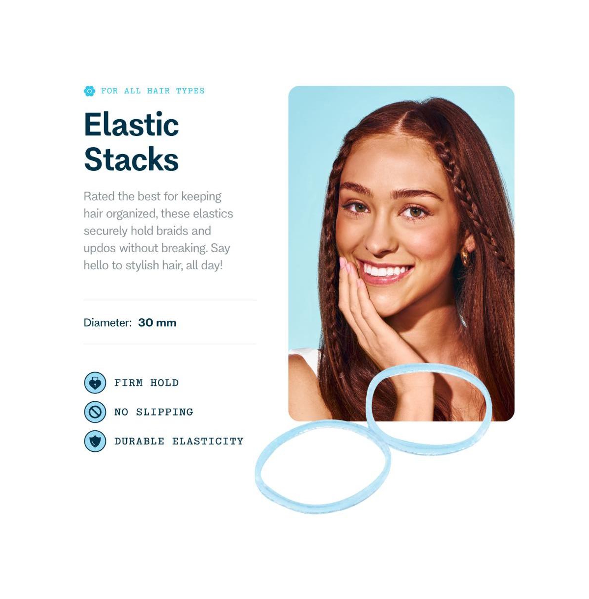 Gimme Beauty Medium Hair Premium Elastics - Clear Hair Ties with Innovative Storage Stack - No-Slip, Durable Bands for All Day Use