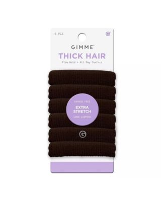 Thick Hair Extra Stretch Bands - Patent-Pending Design for Maximum Hold - Premium Ties for Thick and Curly Hair - 6 Pack