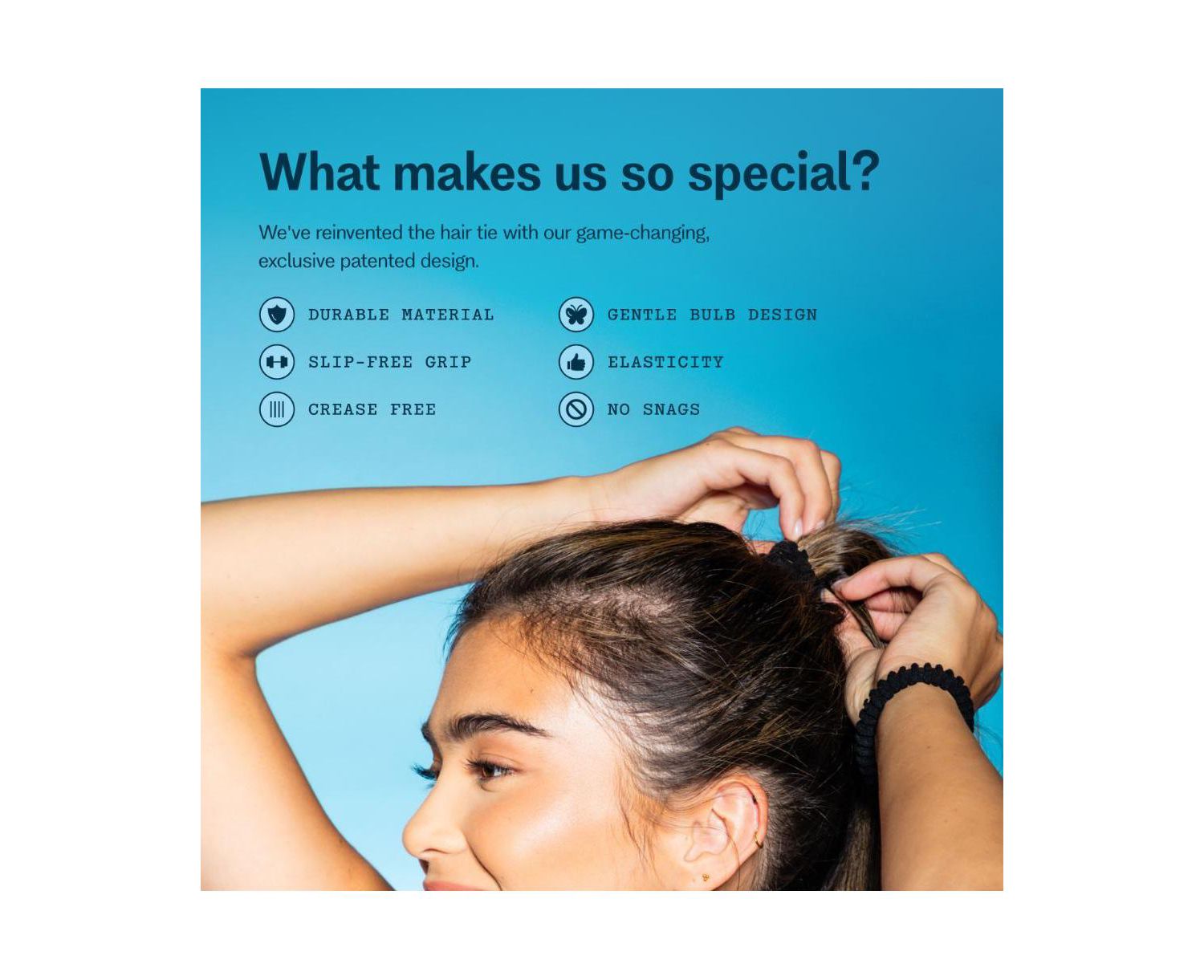 Spring Back Hair Bands - No-Snag Elastic Bands for Medium Hair - Gentle Ponytail Holders - 12 Pack