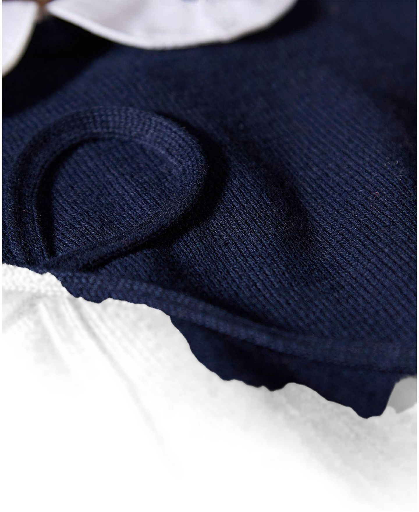 Платье MeMoi 100% Cotton Midi Dress with Scalloped Pop Collar and Bow Accents для девочек, цвет: Тёмно-синий белый — фото 3