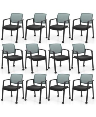 12 Piece Conference Chairs Stackable Office Guest Mesh Chair Waiting Room Wheels
